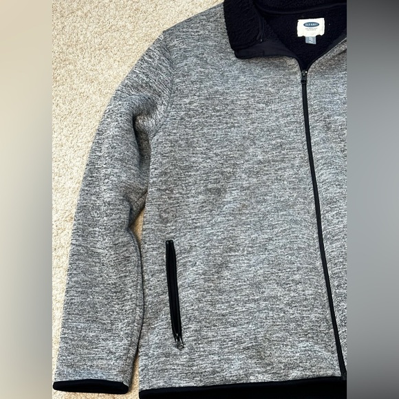 ❌SOLD❌Old Navy Mens Size XXL Grey Sherpa Lined Fleece Zip-Up Jacket Winter Coat - Picture 2 of 4